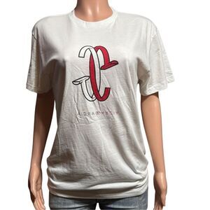 Next level short sleeve casual white tee with front graphic logo M